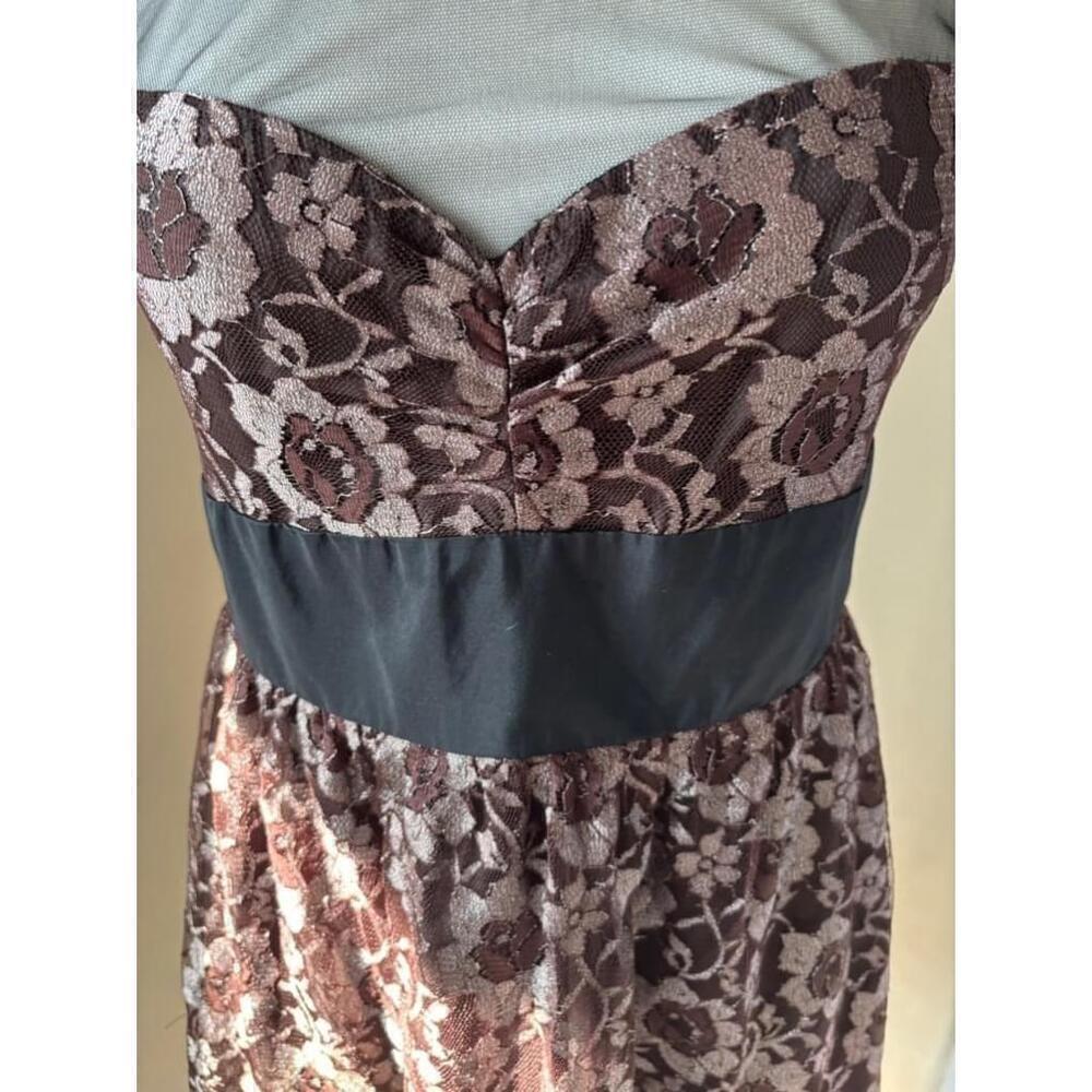 Brown floral print lace ANTHROPOLOGIE FROCK! BY TRACY REESE A-line dress size 8 - Picture 3 of 14
